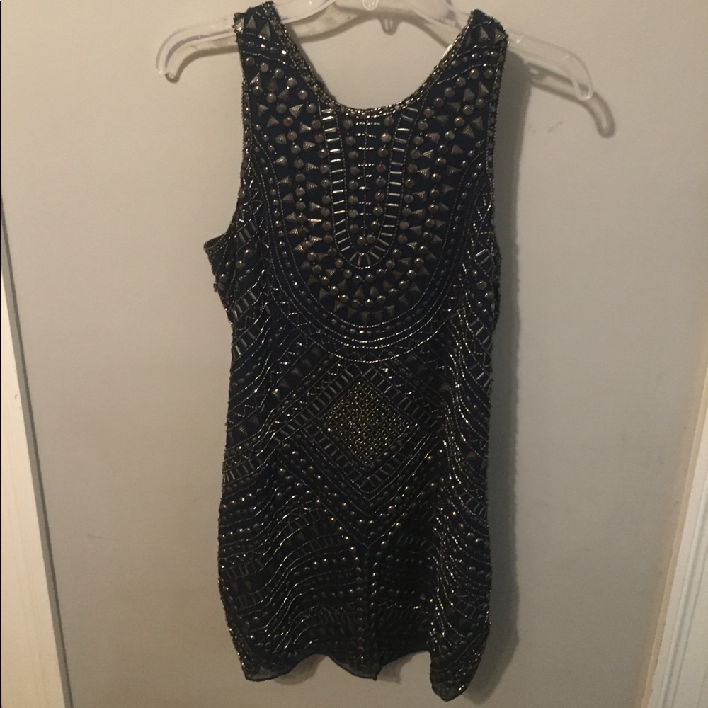 Parker beaded ALLEGRA cocktail Party dress navy s